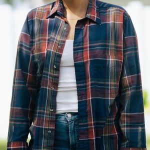 Women's Red Plaid Button Down Shirt Medium